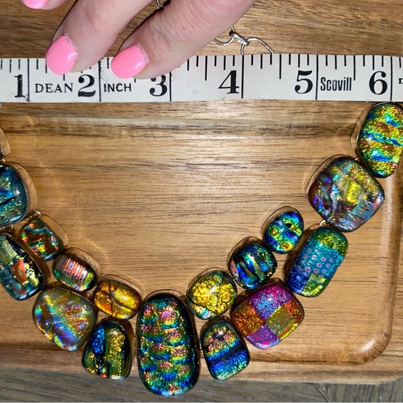 SALE!!! Dichroic Glass inlaid in 925 Sterling Magnificent, one of a kid piece - Picture 10 of 13